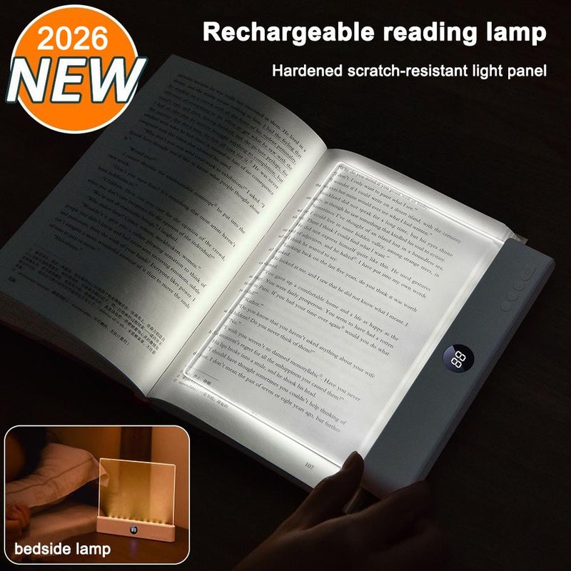 Flat Book Light, Rechargeable Clear LED Flat Book Lights with 3 Colors & Timer for Reading in Bed at Night, Eye Protection Panel Plate Lamp Gifts for Book Lover Night Reading - Image 2